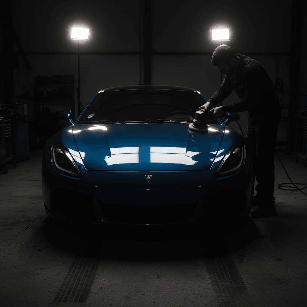 Professional exterior paint polishing and protective waxing